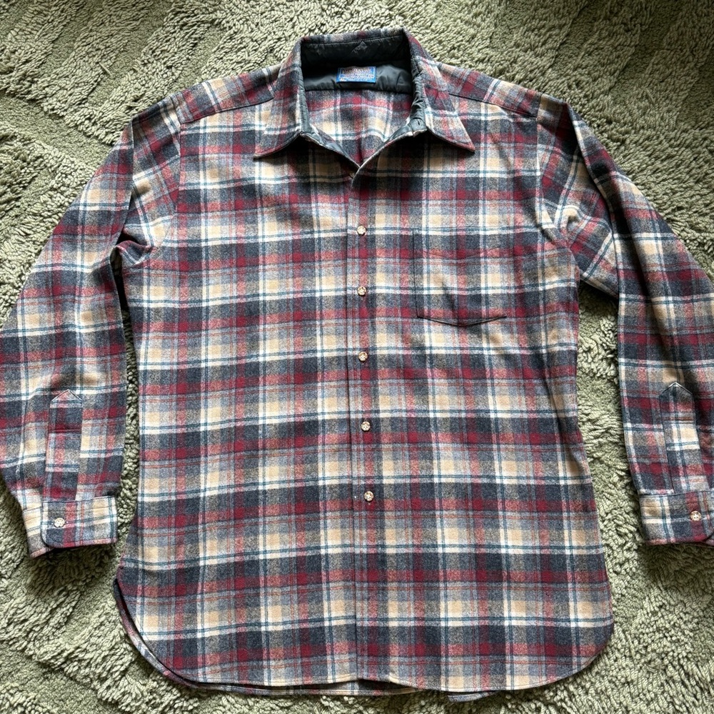 Vintage Pendleton Plaid Wool Button Up Shirt